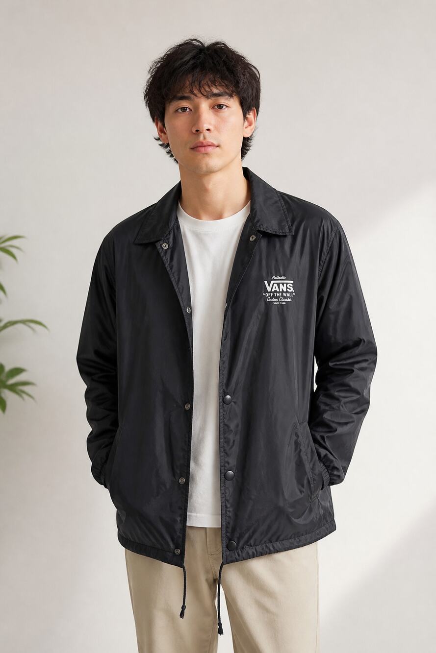 Vans Black Medium Snap Button Jacket Windbreaker